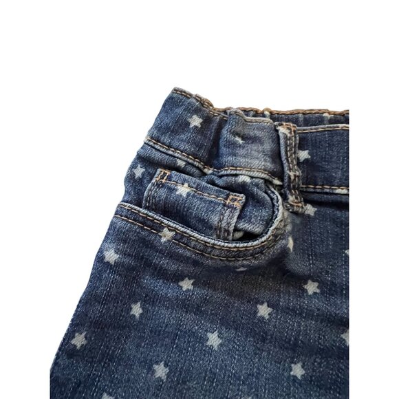 OshKosh BGosh Girls Denim Shorts 3T Star Print Adjustable Waist Raw Hem Pockets - Picture 5 of 6